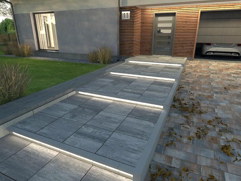 Wielkoformatowe płyty brukowe w ogrodzie